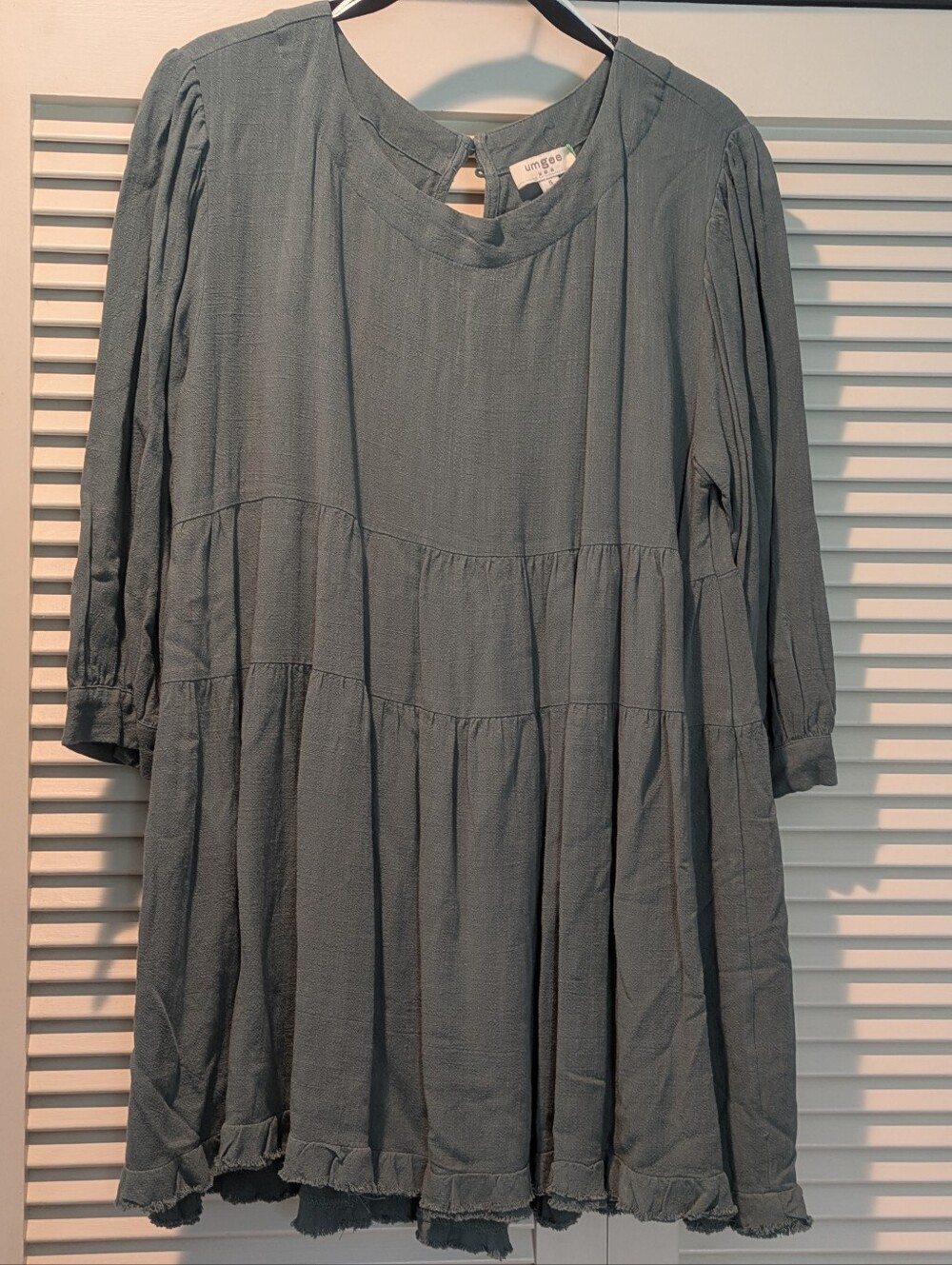 Umgee Dusty Teal Blue Tiered Dress Or Tunic  NWOT Size Small
